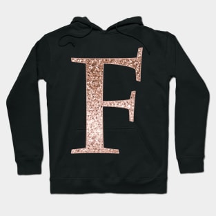 F rose gold glitter monogram letter Hoodie